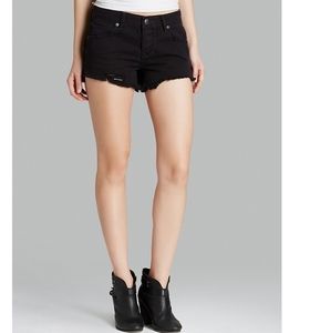 Free People Black Shark Bite Denim Shorts 25